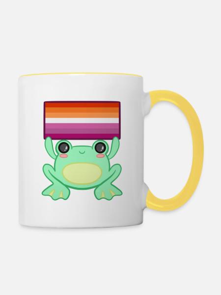 Froggy Lesbe - Tasse zweifarbig - Weiß/Gelb