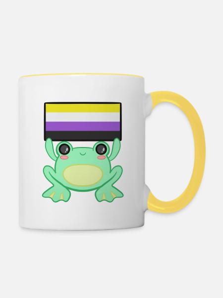 Froggy Enby - Tasse zweifarbig - Weiß/Gelb