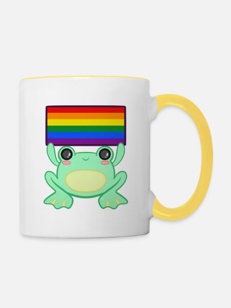 Froschiger Stolz - Tasse zweifarbig - Weiß/Gelb