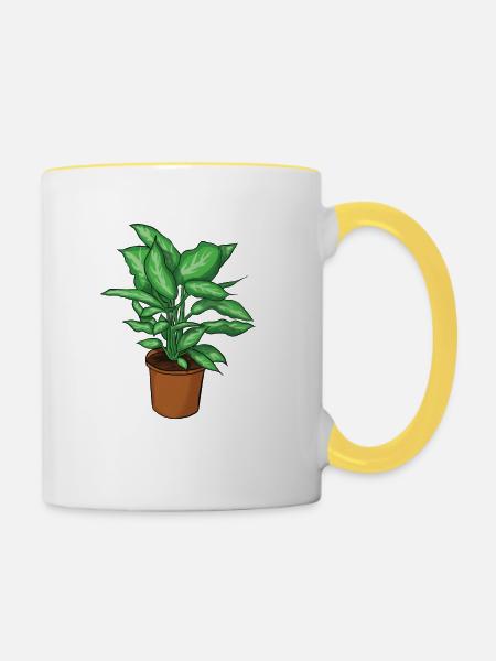 Topfpflanze - Tasse zweifarbig - Weiß/Gelb
