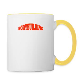 Fitness Dad Strength Training Bodybuilder Father Muscle - Contrasting Mug - white/yellow - Right
