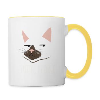 Yuck, People. Funny Cat Lovers Cat Mom Love Cats C - Contrasting Mug - white/yellow - Right