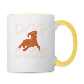Dog Dude Funny Dog Lover Dog Dad Dog Walker Dog Tr - Contrasting Mug - white/yellow - Right