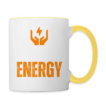 Ich passe Energie an, damit Sie entscheiden, wie wir uns verhalten - Tasse zweifarbig - Weiß/Gelb - Rechts