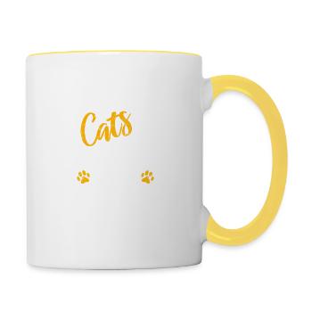 I Wonder If Cats Think About Me Too Funny Cat Love - Contrasting Mug - white/yellow - Right