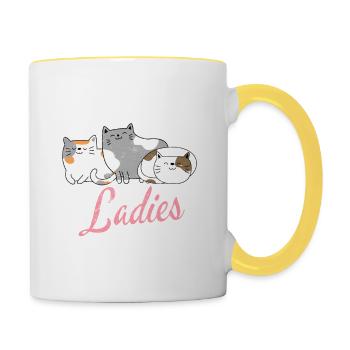 I Love My Ladies Cat Owner Cute Cat Mom Love Cats - Tasse zweifarbig - Weiß/Gelb - Rechts