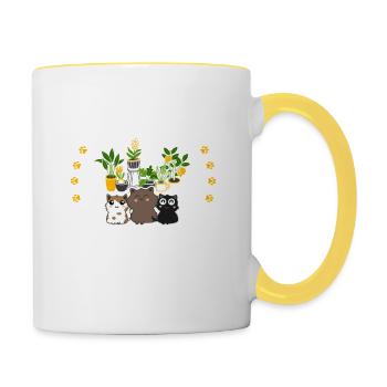 I Just Need Cats And Plants Cat Lover Cat Mom - Tasse zweifarbig - Weiß/Gelb - Rechts
