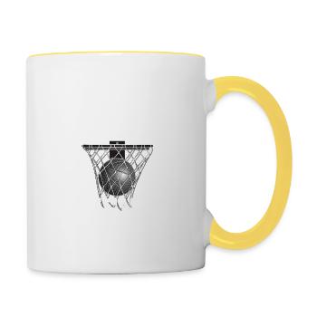 August Geburtstag Geschenk Basketball Basketballer - Tasse zweifarbig - Weiß/Gelb - Rechts