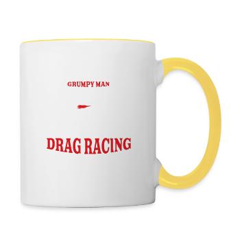 Juste un homme grincheux qui aime la course de dragsters drôle de course - Mug contrasté - blanc/jaune - Droite