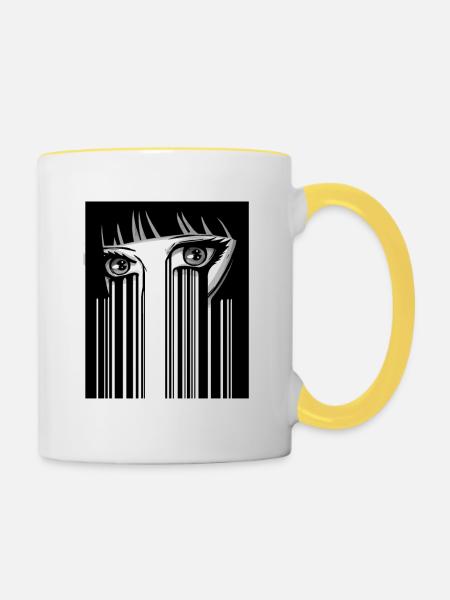 Anime Augen Japan - Tasse zweifarbig - Weiß/Gelb