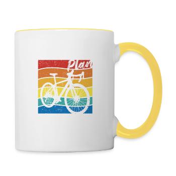 Mon plan de retraite Cyclistes cyclistes - Mug contrasté - blanc/jaune - Droite