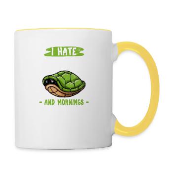 I Hate Morning People Funny Sea Turtle Lover Torto - Tasse zweifarbig - Weiß/Gelb - Rechts