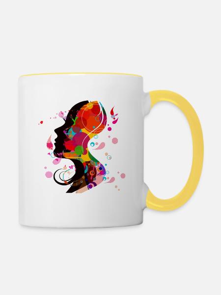 Ich bin eine Frau - Tasse zweifarbig - Weiß/Gelb