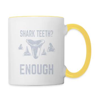 Le problème avec les dents de requin? On n’est jamais assez - Mug contrasté - blanc/jaune - Droite