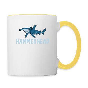 Hammerhead Whisperer Hammerhead Shark Sphyrna Funn - Contrasting Mug - white/yellow - Right