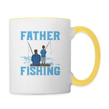 Père et fils Partenaires de pêche pour la vie Papa Angl - Mug contrasté - blanc/jaune - Droite