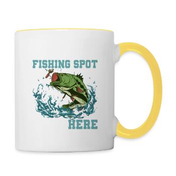 J’ai quitté mon lieu de pêche pour être ici Pêcheur Angle - Mug contrasté - blanc/jaune - Droite