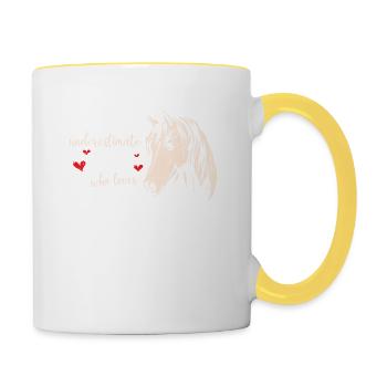 Ne sous-estimez jamais une fille qui aime les chevaux Cheval - Mug contrasté - blanc/jaune - Droite