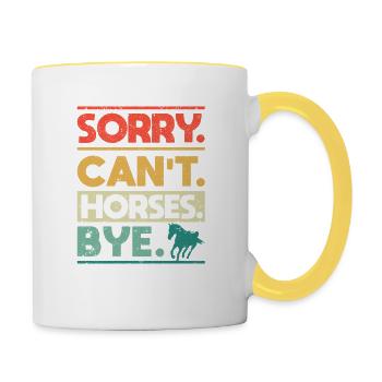 Drôle Cavalier Femmes Garçons Fille Désolé - Mug contrasté - blanc/jaune - Droite