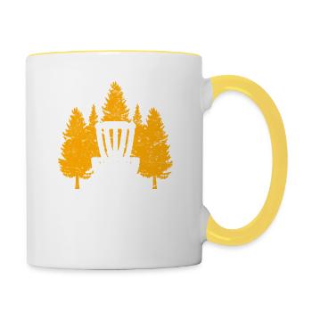 Joueurs de disc-golf à nied d’arbres Drôles de frisbee Golf Dis - Mug contrasté - blanc/jaune - Droite