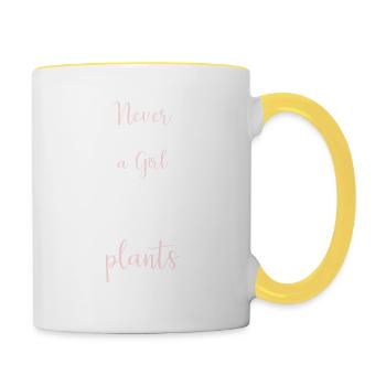 Never Underestimate AGirl Who Loves Plants Cute Pl - Tasse zweifarbig - Weiß/Gelb - Rechts