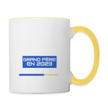 Grand Père en 2023 Pour Futur Papy Naissance Bébé - Contrasting Mug - white/yellow - Right