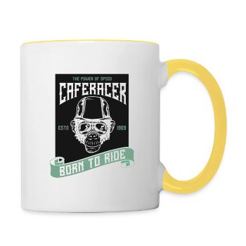 Bikers, motorcyclists - Contrasting Mug - white/yellow - Right