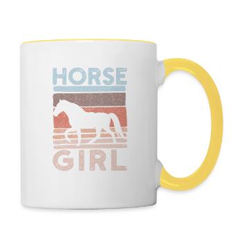 Reiten Reiten Pferdeliebhaber Pferde Mädchen Pferd - Tasse zweifarbig - Weiß/Gelb - Rechts