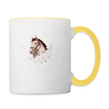 Life is better with horses Riding Cute - Contrasting Mug - white/yellow - Right