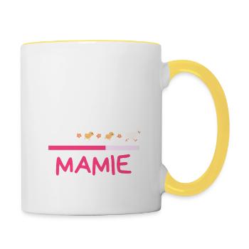 Bientôt Mamie Annonce Grossesse Futur Grand Mère - Contrasting Mug - white/yellow - Right