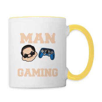 Funny Grumpy Man Who Loves Gaming Gamer Dad Video - Tasse zweifarbig - Weiß/Gelb - Rechts