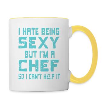 Hate Being Sexy But I'm A Chef Funny T-Shirt - Tasse zweifarbig - Weiß/Gelb - Rechts