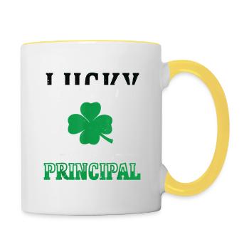 Lucky To Be A Principal St Patricks Day - Tasse zweifarbig - Weiß/Gelb - Rechts