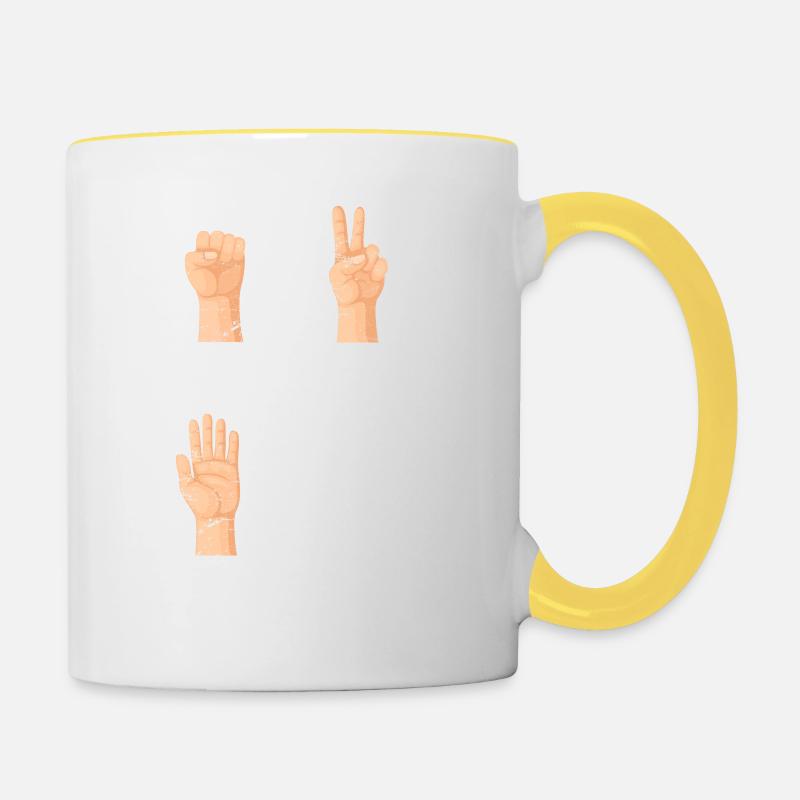 Rock Paper Scissors Nothing Beats Drumming Funny D - Tasse zweifarbig - Weiß/Gelb