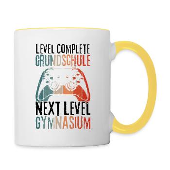 Level Complete Grundschule Einschulung Gymnasium - Tasse zweifarbig - Weiß/Gelb - Rechts