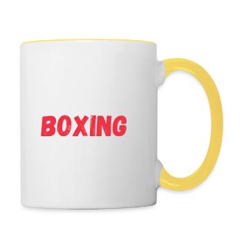 Eat Sleep Boxing Repeat Shirt Gifts - Tasse zweifarbig - Weiß/Gelb - Rechts