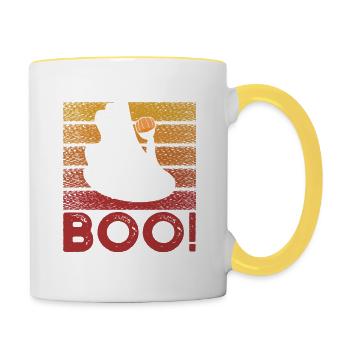 Boo Cute Ghost Saying Ghosts Spooky Halloween - Tasse zweifarbig - Weiß/Gelb - Rechts