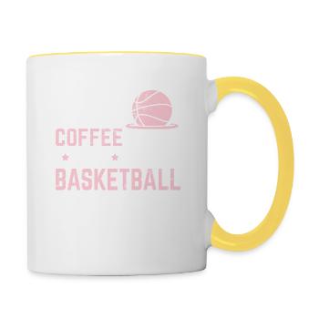 Cette fille court sur le café et le joueur de basket-ball Lov - Mug contrasté - blanc/jaune - Droite