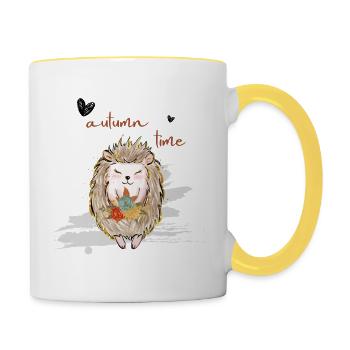 Leaf Autumn Tree Orange Fall Leaves Season - Contrasting Mug - white/yellow - Right