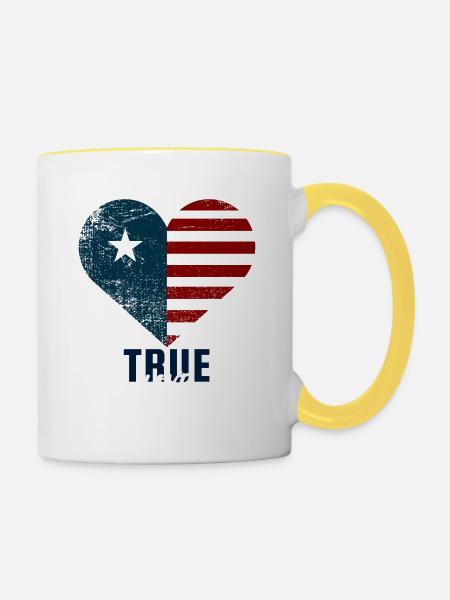 True american Love - Tasse zweifarbig - Weiß/Gelb