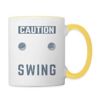 May Spontaneously Swing Funny Golf Funny Golfing L - Contrasting Mug - white/yellow - Right
