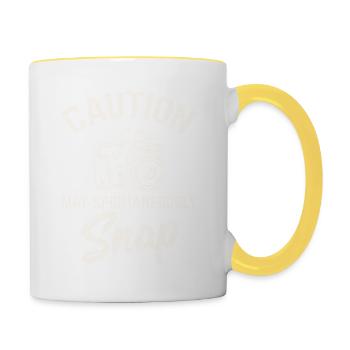 La prudence peut spontanément prendre des photos drôles L - Mug contrasté - blanc/jaune - Droite