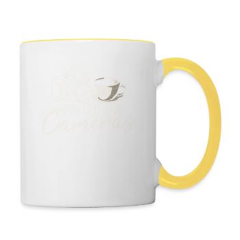 Café et appareils photo Drôle De Photographie Amateur Cool Ph - Mug contrasté - blanc/jaune - Droite