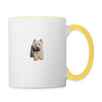 Westie Hund - Westie - Tasse zweifarbig - Weiß/Gelb - Rechts