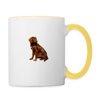 Deutscher Wachtelhund Hund - Deutscher Wachtelhund - Tasse zweifarbig - Weiß/Gelb - Rechts