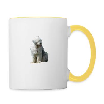 Old English Sheepdog Hund - Bobtail - Tasse zweifarbig - Weiß/Gelb - Rechts
