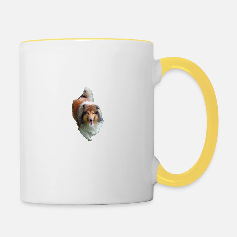 Sheltie Hund - Sheltie - Tasse zweifarbig - Weiß/Gelb