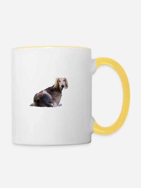 Saluki Hund - Saluki - Tasse zweifarbig - Weiß/Gelb