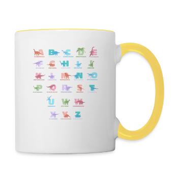 Dinosaur alphabet from A to Z - Contrasting Mug - white/yellow - Right