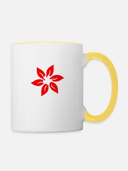 Schweizer Enzian - Tasse zweifarbig - Weiß/Gelb